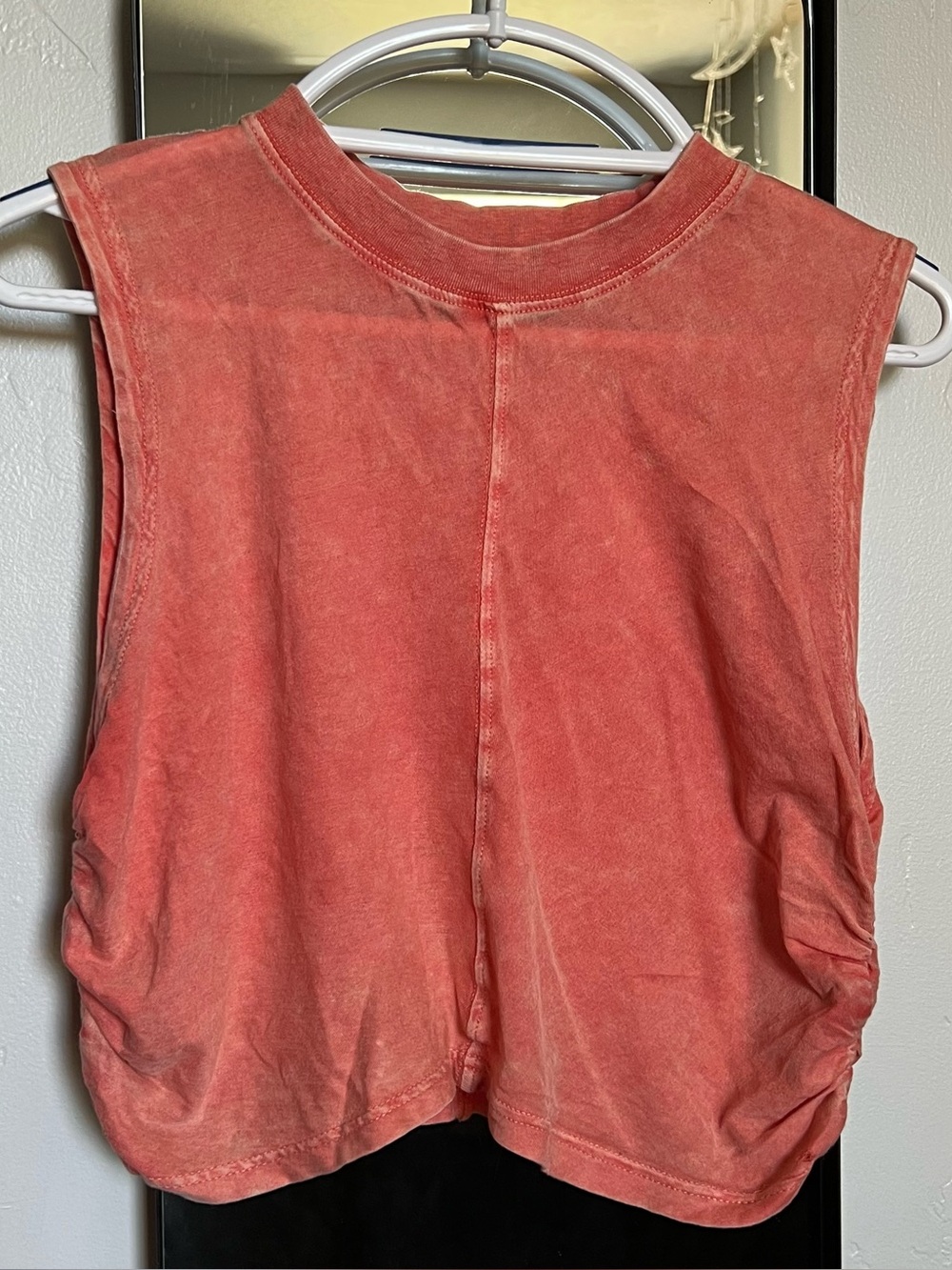 Urban outfitters coral pink sleeveless top with ruched sides